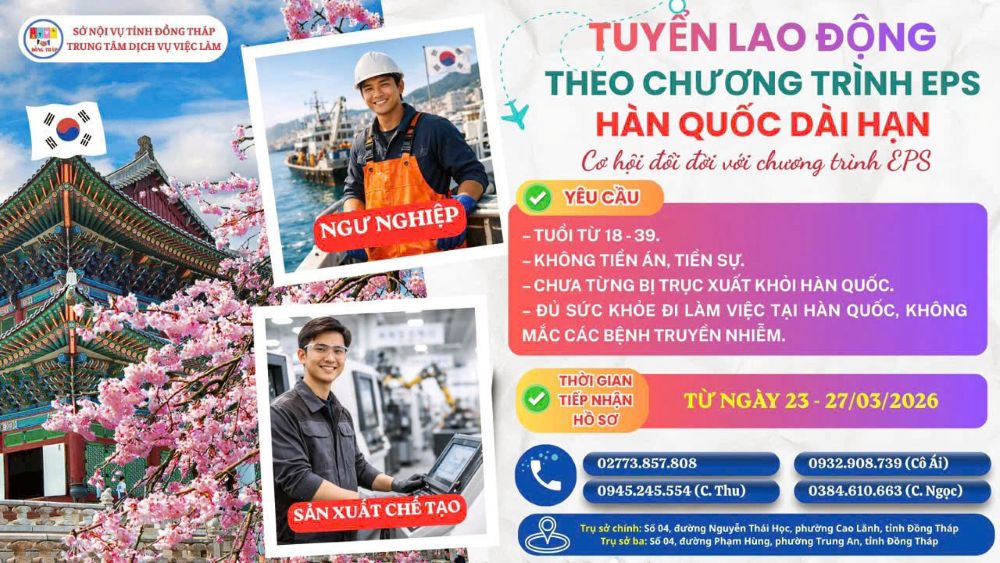 Trung tâm Dịch vụ việc làm Đồng Tháp thường xuyên đổi mới nội dung, phương thức hoạt động để tăng cường đưa lao động đi làm việc ở nước ngoài. Ảnh: Trung tâm DVVL Đồng Tháp