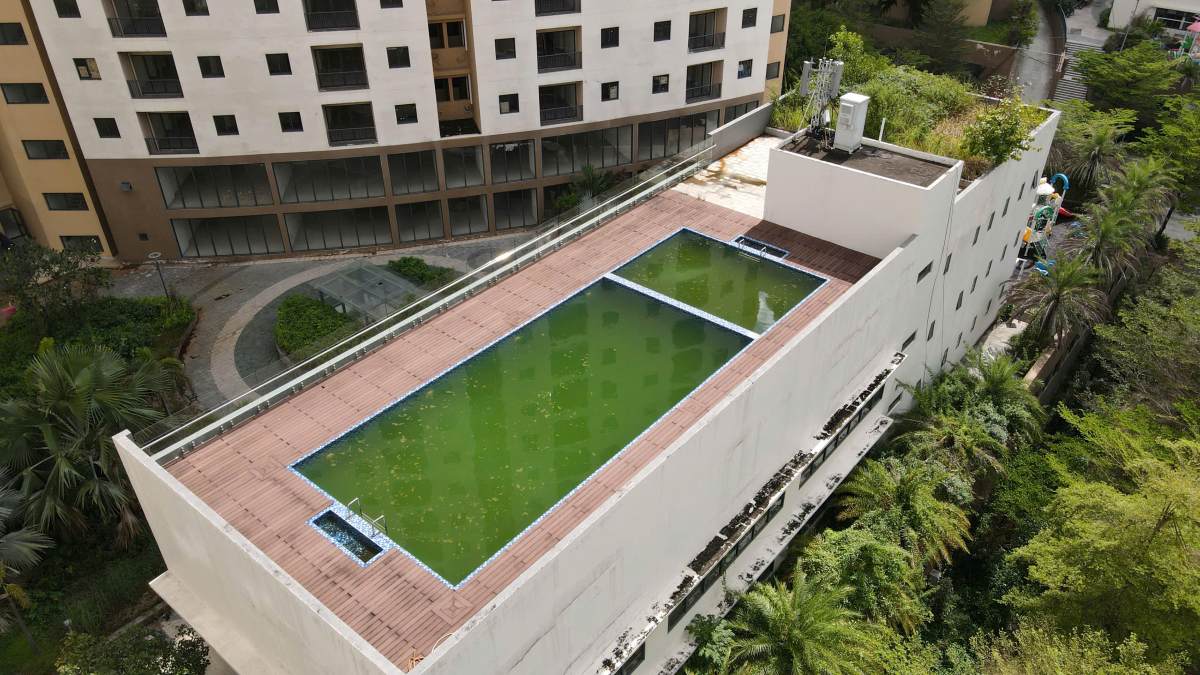 Một số chỗ đã xuất hiện vết nứt và rêu phủ. Ảnh: Anh Tú