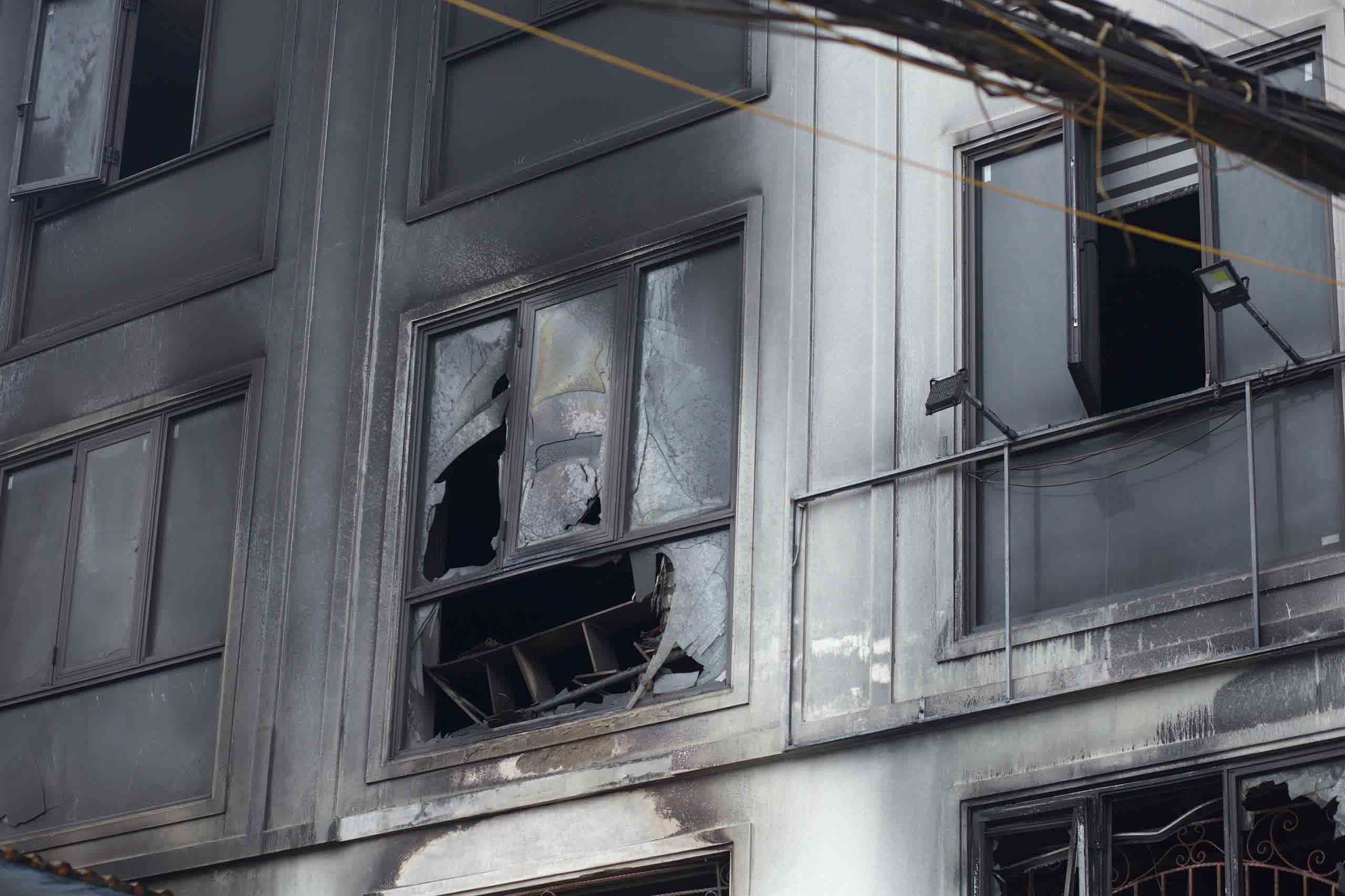 Căn nhà xảy ra vụ cháy trên đường Lĩnh Nam (phường Hoàng Mai, Hà Nội). Ảnh: Kim Thủy