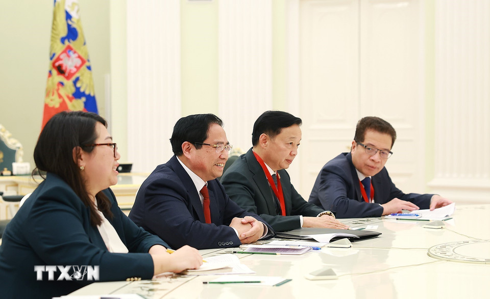 Thủ tướng Chính phủ Phạm Minh Chính hội kiến Tổng thống Nga Vladimir Putin. Ảnh: TTXVN