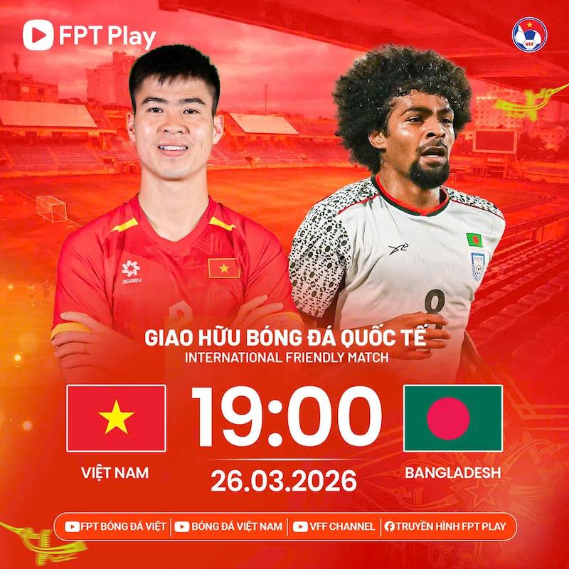 Tuyển Việt Nam gặp Bangladesh vào tối 26.3. Ảnh: FPT Play 