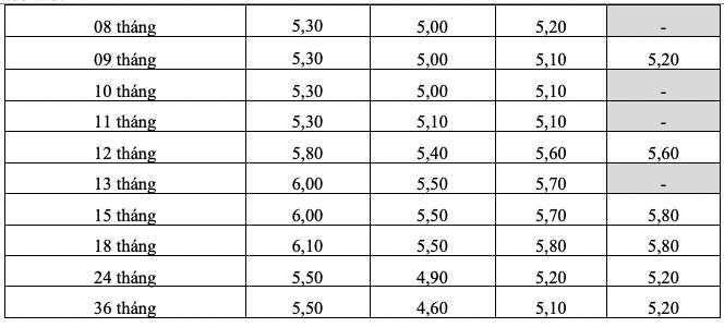 Biểu lãi suất tiết kiệm online của HDBank. Ảnh: HDBank  