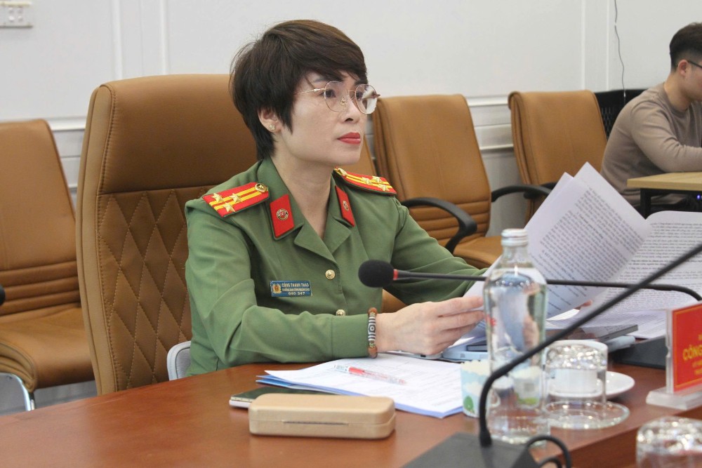 Thượng tá Công Thanh Thảo - Trưởng Ban Công đoàn CAND đánh giá, quý I/2026, các cấp công đoàn CAND đã chủ động triển khai thực hiện theo kế hoạch chương trình công tác đề ra. Ảnh: Quỳnh Chi