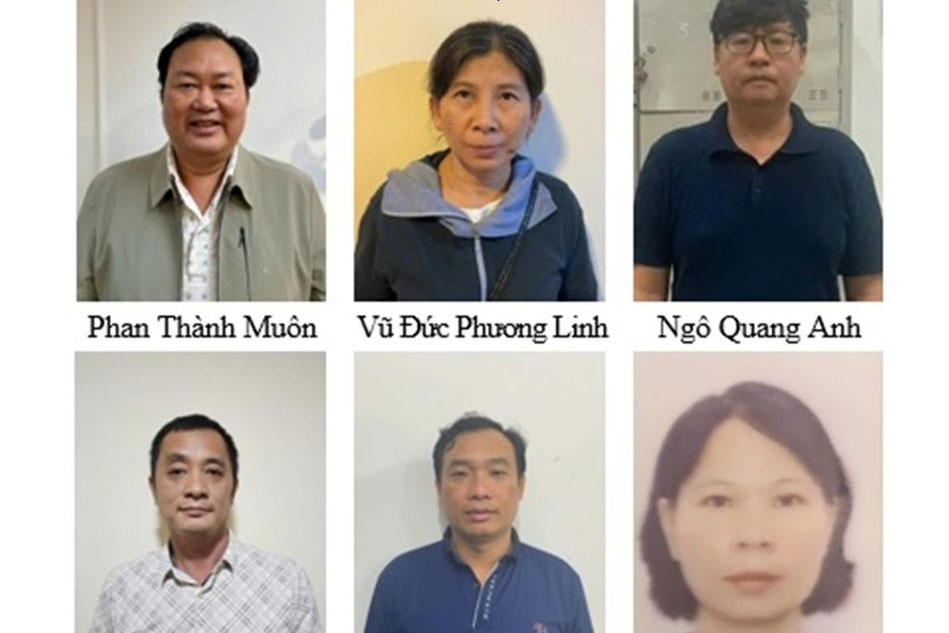 Phan Thành Muôn - Chủ tịch Công ty Cổ phần Tập đoàn Khoáng sản Đầu tư Hưng Thịnh và các đồng phạm bị truy tố. Ảnh: Bộ Công an