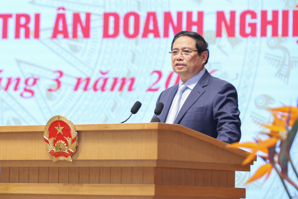 Prime Minister Pham Minh Chinh emphasized that we must reach far into the open sea, exploit the 7 energy layers of the sea; fly high into space; go deep into the ground to exploit underground space. Photo VGP
