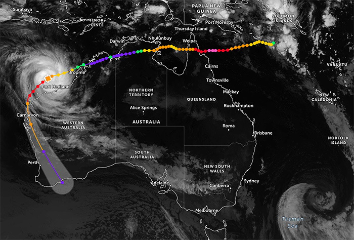 Quãng đường di chuyển của bão từ Thái Bình Dương vòng sang Ấn Độ Dương trải dài hơn 5.500 km. Ảnh: JMA