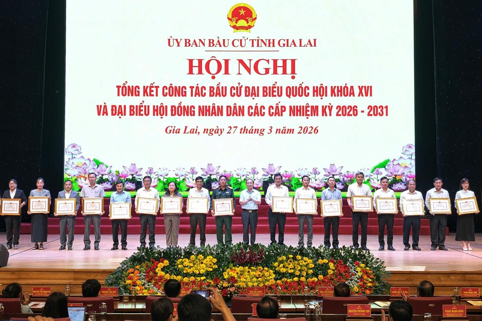 Gia Lai Provincial Election Commission summarizes the election of National Assembly deputies of the 16th term and People's Council deputies at all levels for the 2026-2031 term. Photo: Hoai Phuong