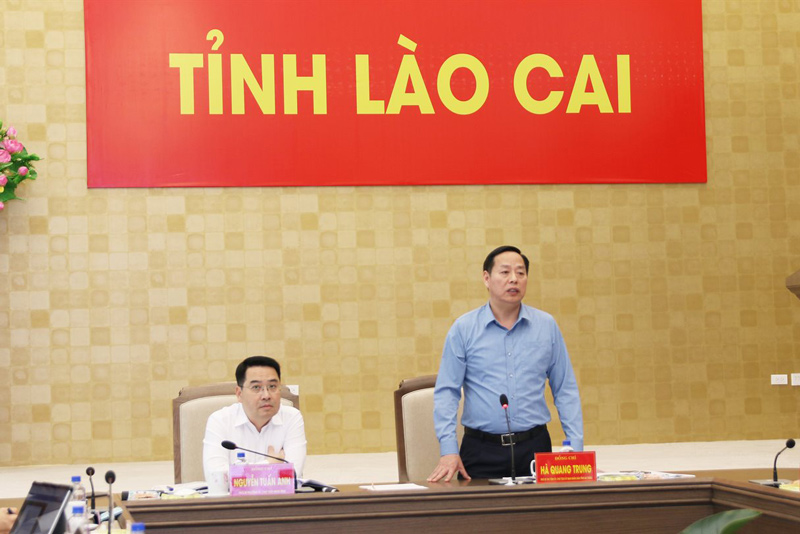 Ông Hà Quang Trung - Phó Bí thư Tỉnh ủy, Chủ tịch UBND tỉnh Lai Châu đề nghị các địa phương phối hợp, thông nhất các nội dung của dự án. Ảnh: Thanh Thủy