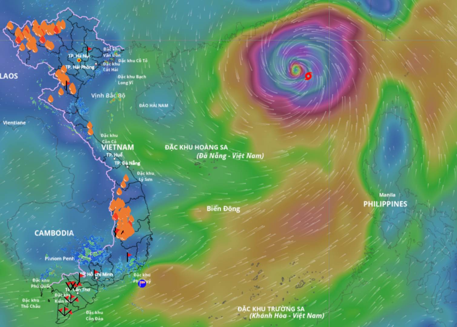 イラスト:2025年9月23日午後2時の台風9号ラガサの画像。出典:ベトナム災害監視システム