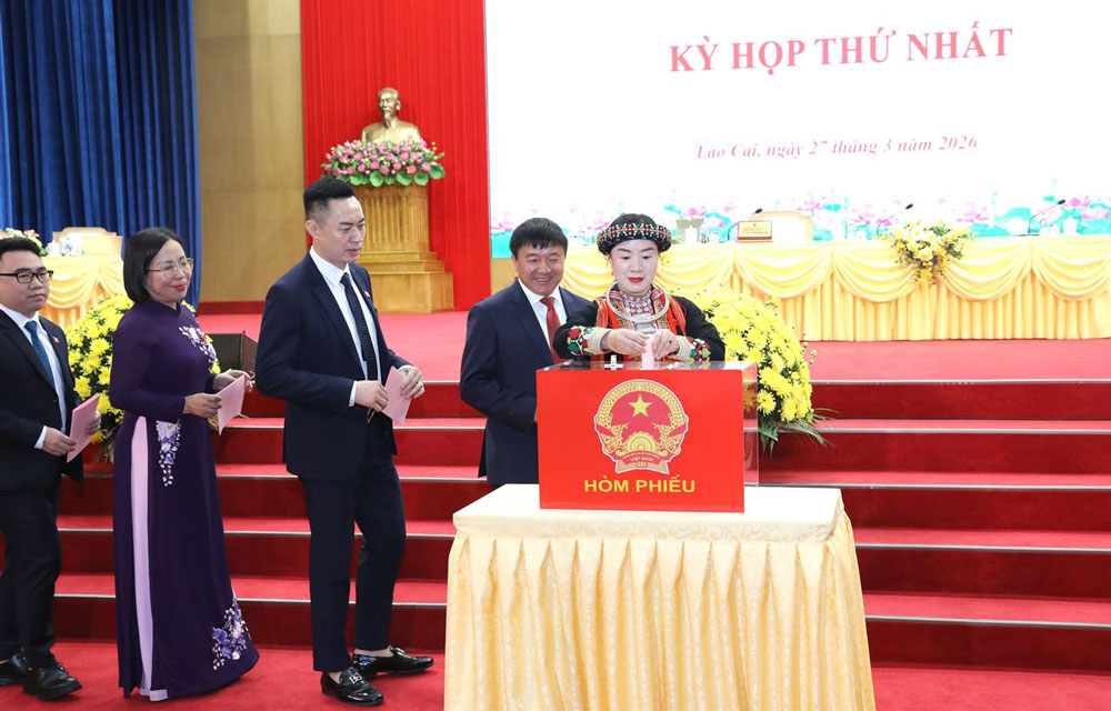 Các đại biểu bỏ phiếu bầu chức danh Chủ tịch, Phó Chủ tịch UBND tỉnh, Ủy viên UBND tỉnh