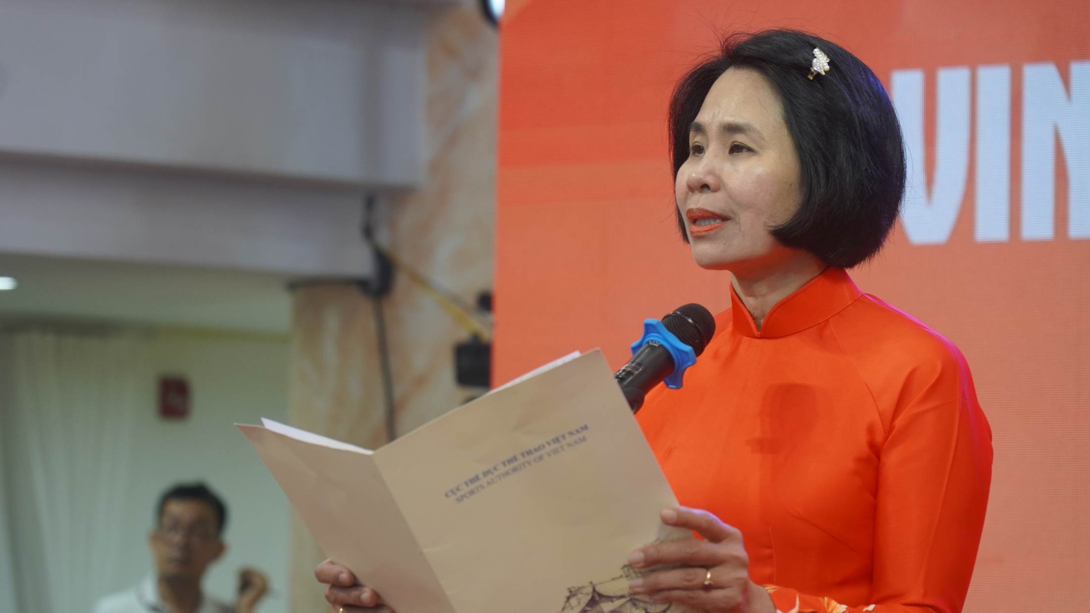 Bà Lê Thị Hoàng Yến - Phó Cục trưởng Cục Thể dục Thể thao Việt Nam phát biểu. Ảnh: Minh Vũ 