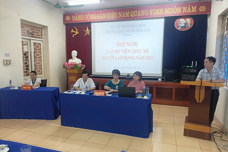 Trung tâm Y tế Mường Lay tổ chức hội nghị cán bộ, viên chức và người lao động năm 2026. Ảnh: 