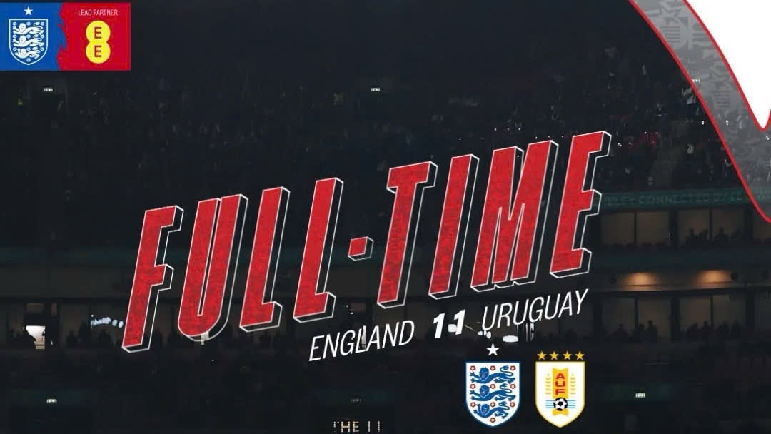 Đội tuyển Anh hòa Uruguay trên sân Wembley.  Ảnh: AFP