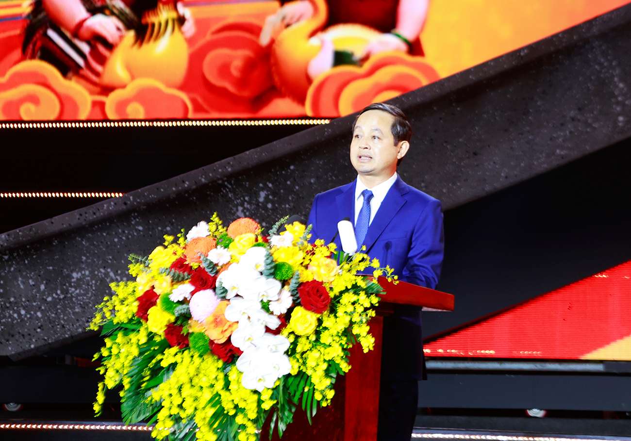 Chủ tịch UBND tỉnh Bắc Ninh Phạm Hoàng Sơn phát biểu tại chương trình. Ảnh: Hồng Hà