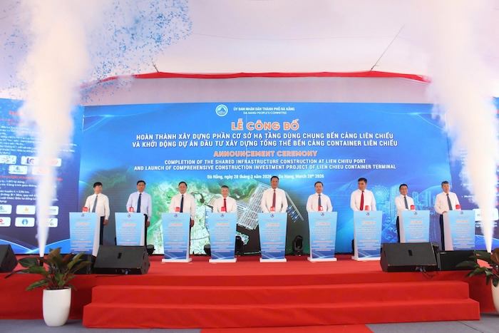 Lễ công bố hoàn thành phần cơ sở hạ tầng dùng chung và khởi động Dự án đầu tư xây dựng tổng thể bến container Cảng Liên Chiểu. Ảnh: Nguyễn Linh