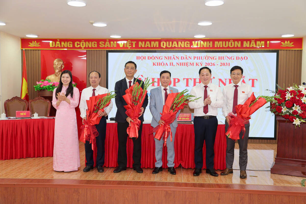 Các đồng chí trúng cử chức danh lãnh đạo HĐND phường Hưng Đạo khóa II, nhiệm kỳ 2026 - 2031.