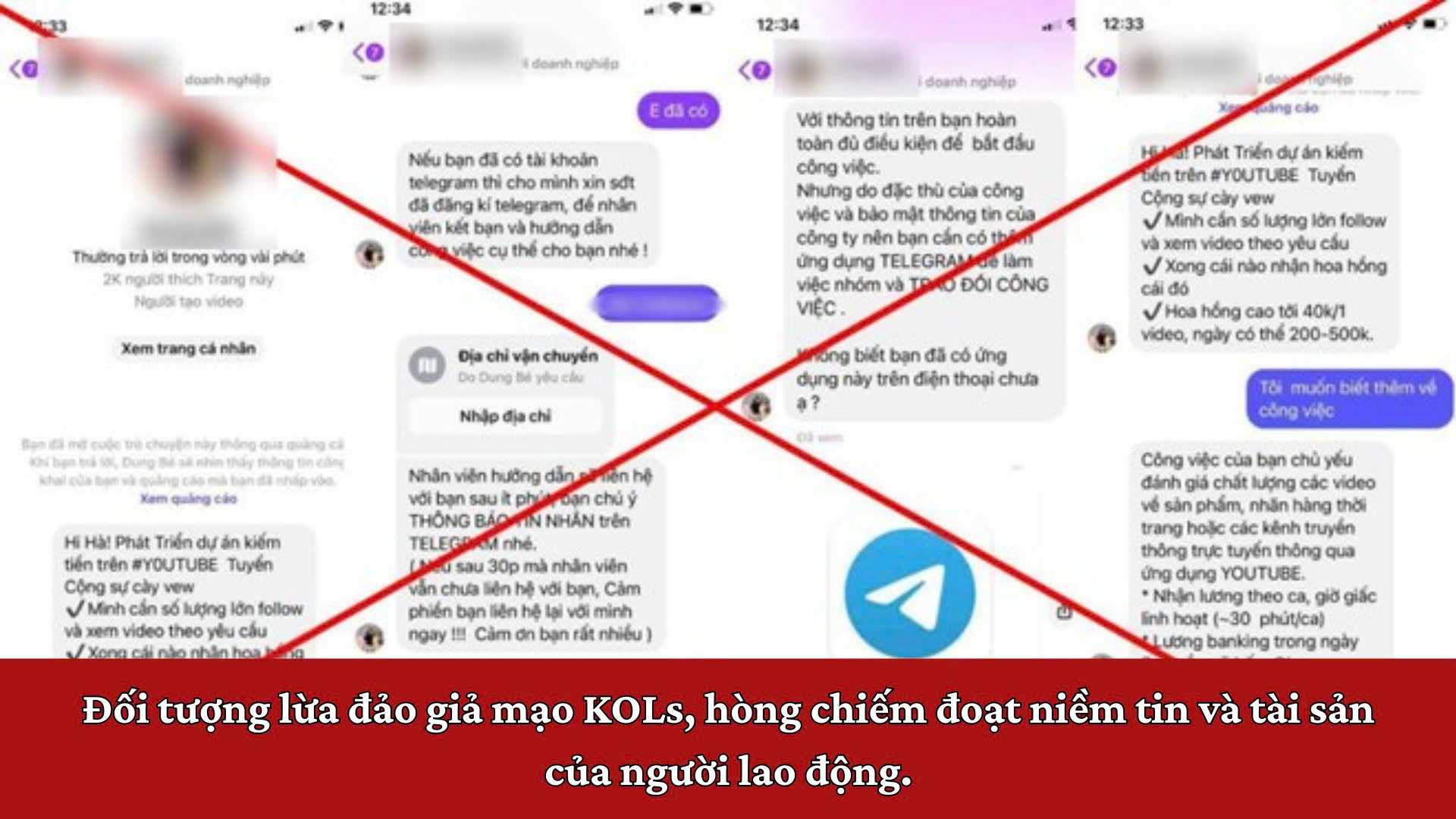 Đối tượng lừa đảo giả mạo KOLs, hòng chiếm đoạt niềm tin và tài sản của người lao động. Ảnh: Nhân vật cung cấp
