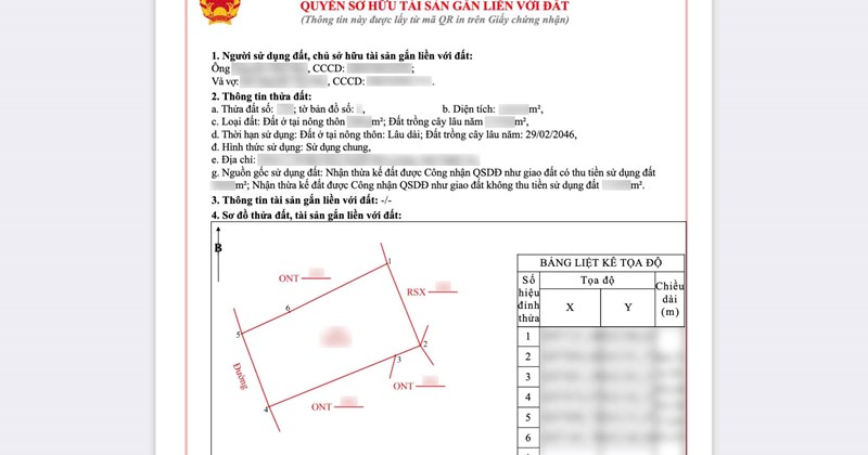 Thông tin hiển thị sau khi quét mã QR trên sổ đỏ