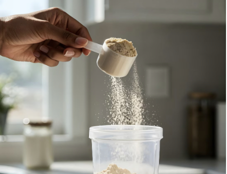 Mistakes when mixing protein drinks can reduce nutritional value. Photo: Thuy Duong