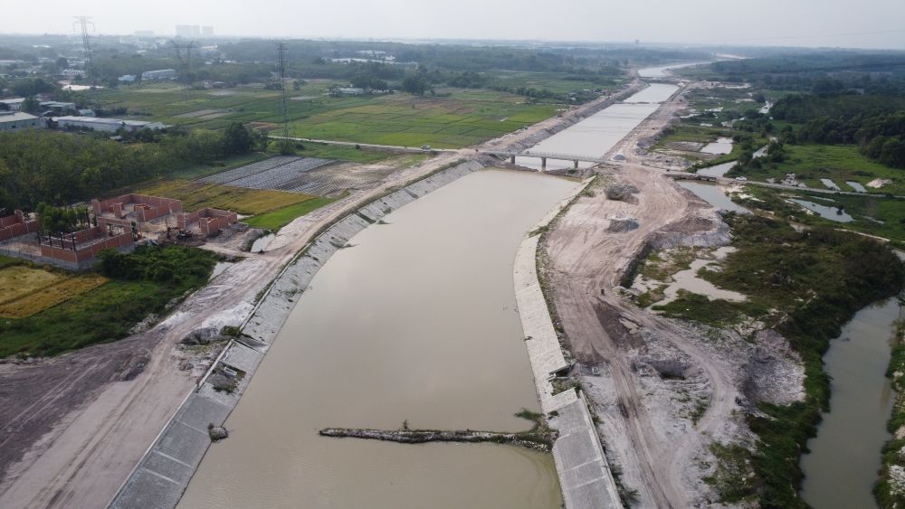 Khoảng 5km dự án Suối Cái đã được bê tông hóa. Ảnh: Đình Trọng