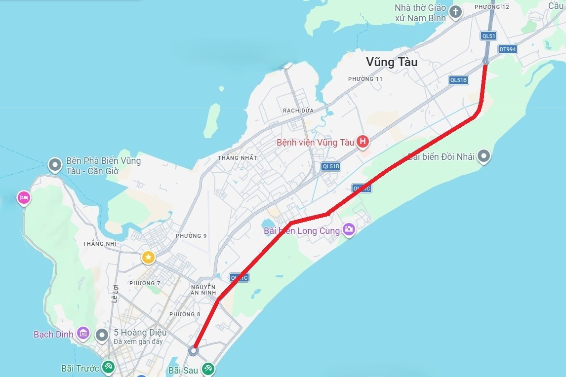 Tuyến đường chính dẫn vào Vũng Tàu dài hơn 10km đang triển khai các bước để cải tạo, tăng thêm làn xe ôtô. Ảnh: Thành An