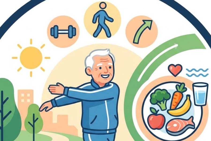 Maintain exercise in old age with simple habits. Graphics: Thien Nhan