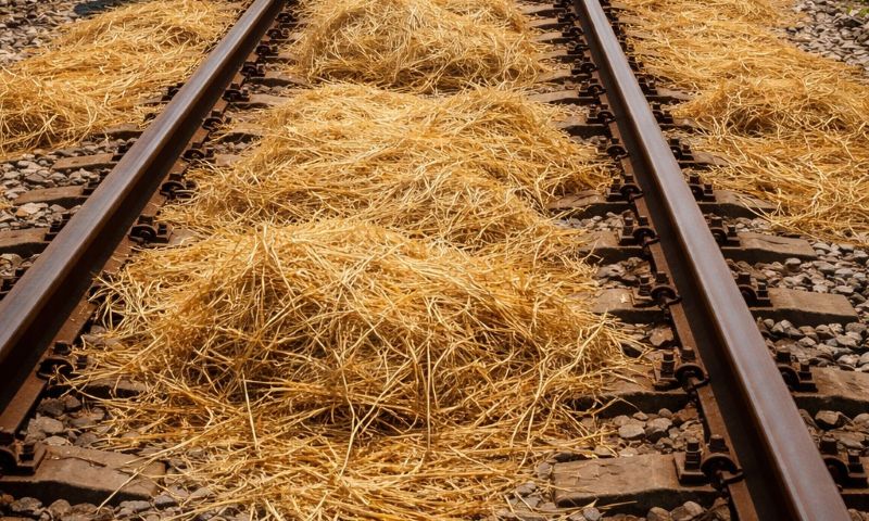 From May 15, 2026, individuals, business households, and households drying straw, rice straw, and agricultural products on railways may be fined up to 500,000 VND. Graphics: Nam Duong