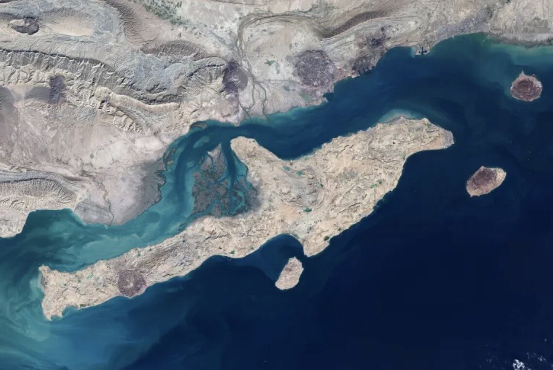 Satellite photo of Qeshm Island in Hormozgan province, Iran, in the Strait of Hormuz area. Photo: Copernicus Sentinel Data 2026