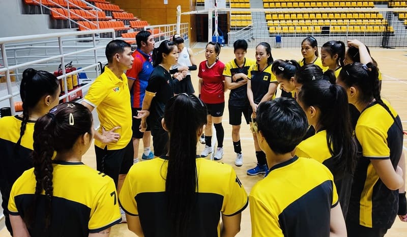 Đội VTV Bình Điền Long An đang tập luyện tại Đông Anh (Hà Nội). Ảnh: VTVBĐLA