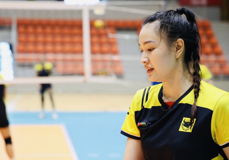 Middle blocker Kim Thanh has trained with VTV Binh Dien Long An team. Photo: VTVBĐLA