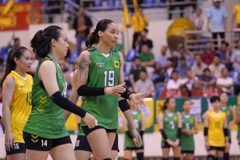 Foreign player Lianet Garcia (19) is a suitable hitter for the playing style of VTV Binh Dien Long An team. Photo: VFV
