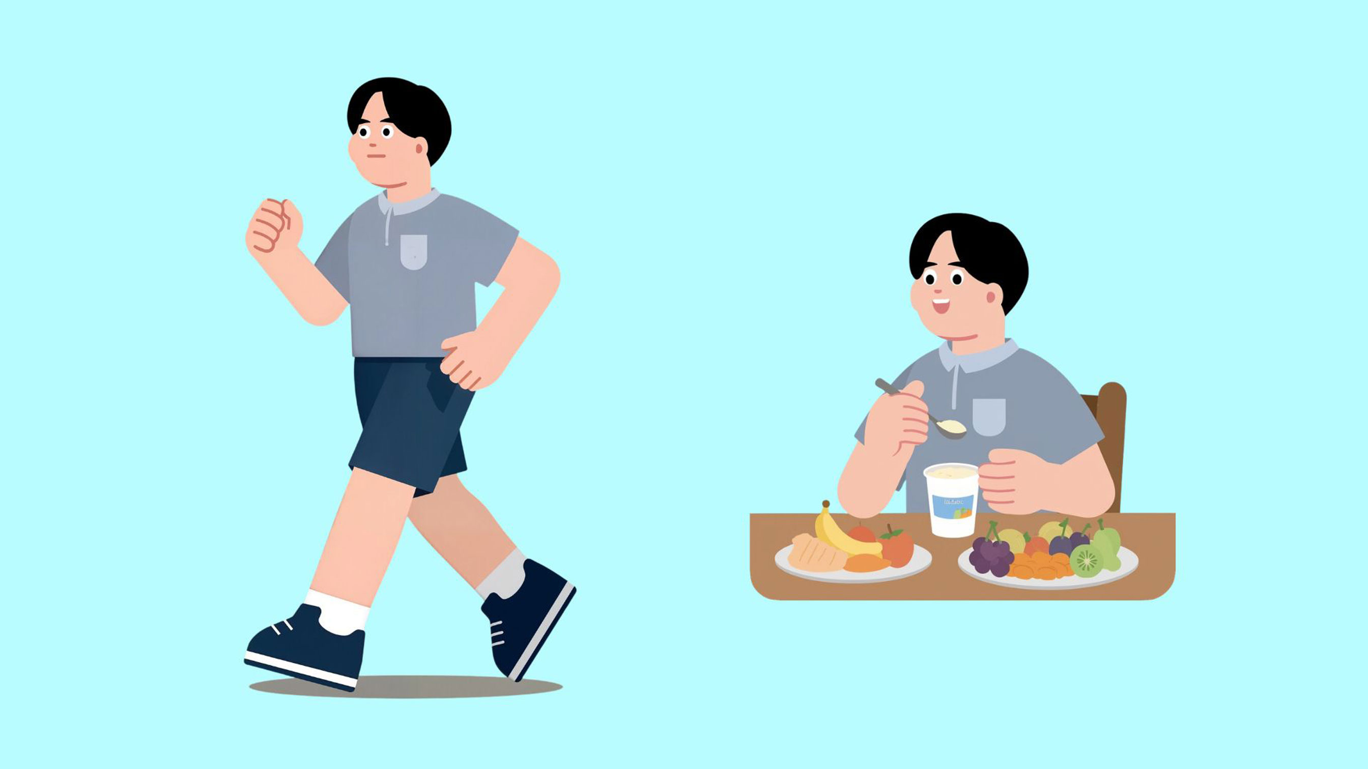 Walking after eating brings many health benefits. Graphic photo: Han Nghien