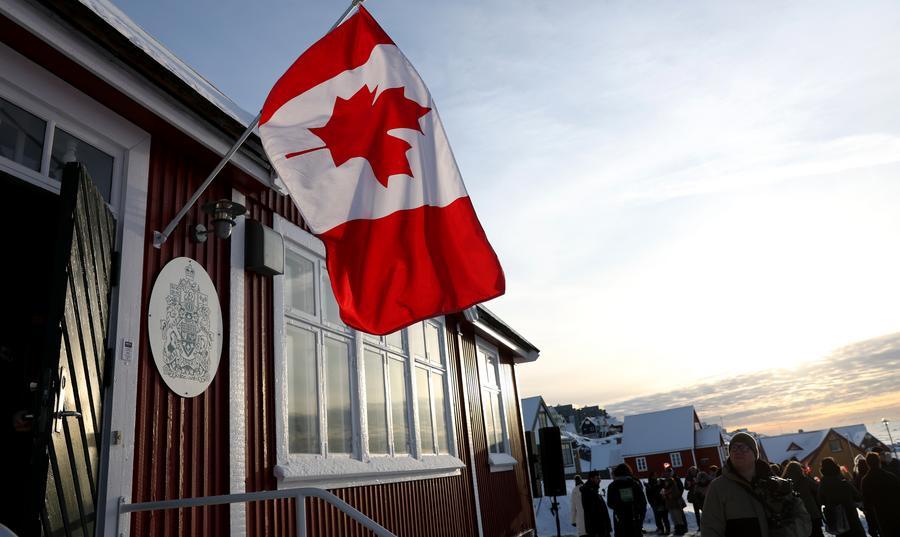Canadian flag outside the Consulate in Greenland, February 6, 2026. Photo: Xinhua