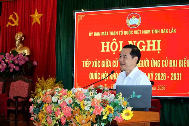 Mr. Nguyen Thai Hoc - Deputy Secretary of the Party Committee of the Fatherland Front, Central Agencies - candidate for National Assembly Deputy of the 16th term. Photo: Bao Trung