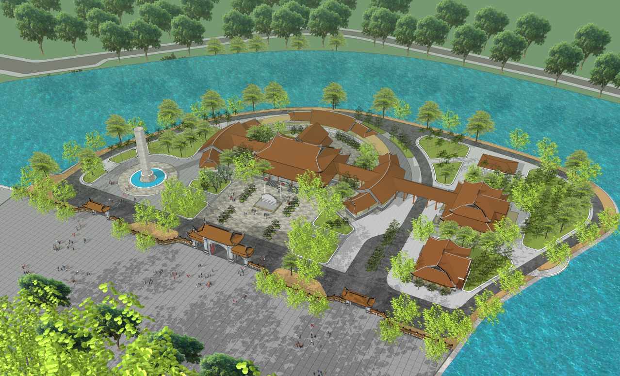 Phối cảnh Đền Tưởng niệm Anh hùng liệt sĩ và người có công tỉnh Cà Mau. Ảnh: Nhật Hồ.