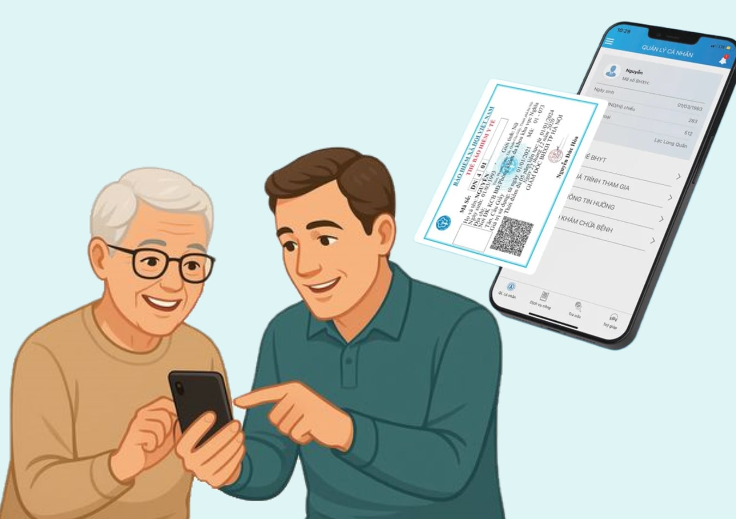 Instructions for using online social insurance and health insurance books. Graphics: Phuong Thao