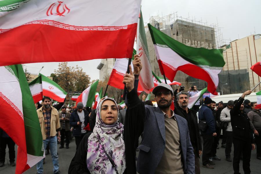 Protesters protest against US and Israeli attacks on Iran, in Tehran, Iran on February 28. Photo: AFP