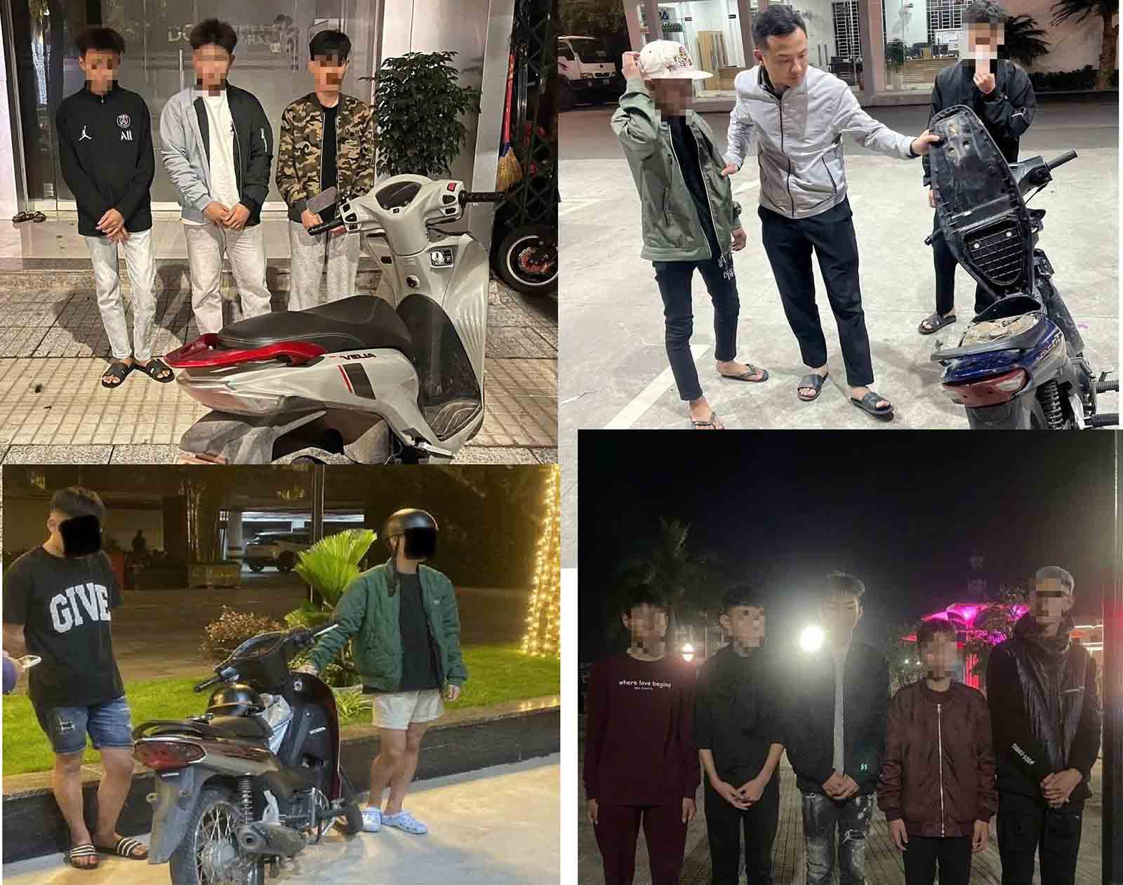 Nhóm thanh, thiếu niên vi phạm an toàn giao thông bị xử lý. Ảnh: Công an Hà Tĩnh