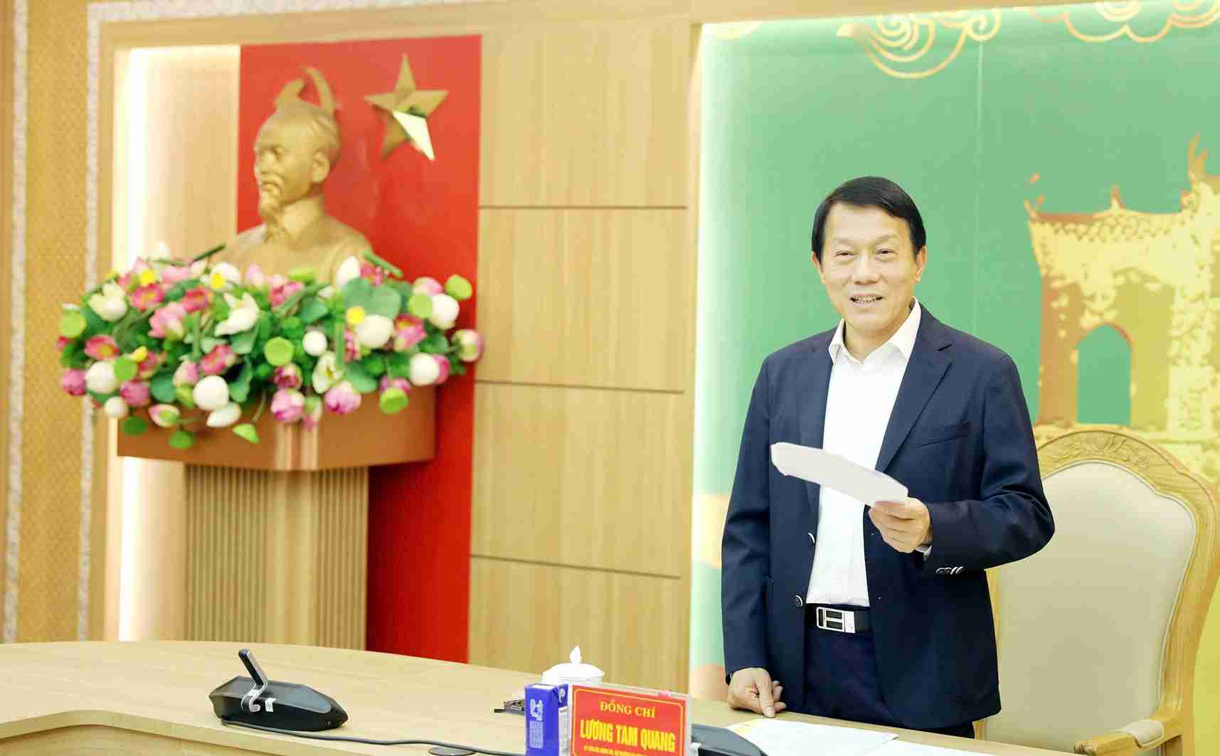 General Luong Tam Quang - Member of the Politburo, Minister of Public Security chaired the conference. Photo: The Duyet