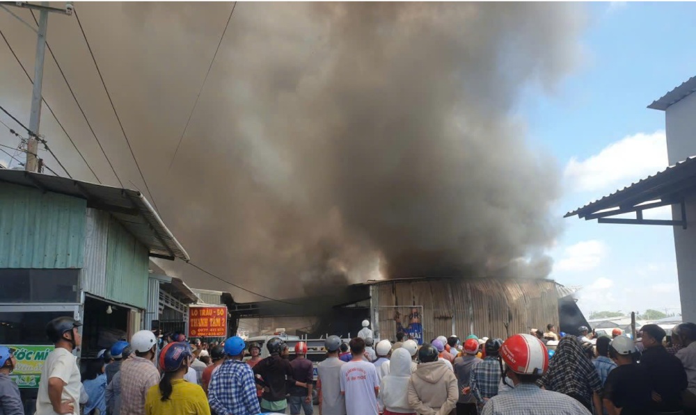 Scene of a large fire in Vinh Phong commune (An Giang). Photo: Le Vy