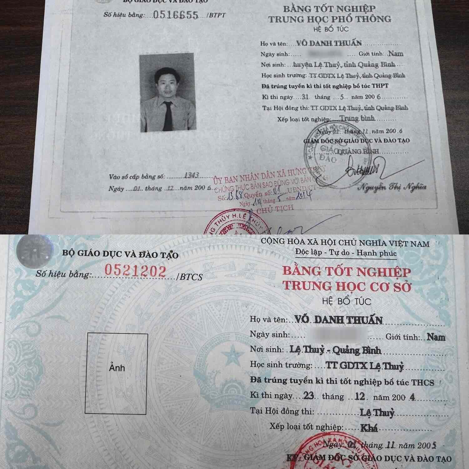 The Party Committee of Sen Ngu commune requested specialized agencies to verify and clarify Mr. Vo Danh Thuan's qualifications when he was in high school but did not graduate from junior high school. Photo: Cong Sang