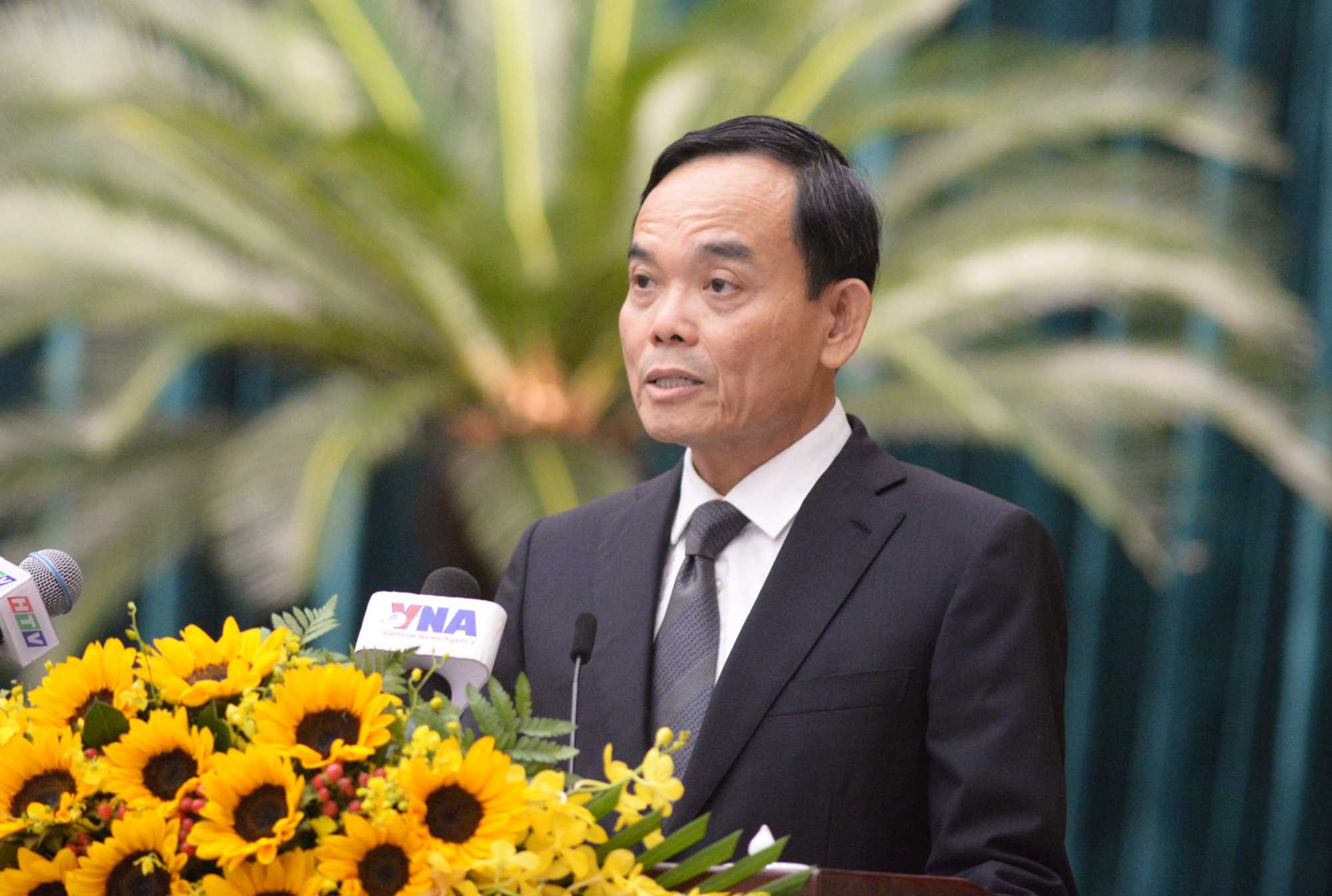 Secretary of Ho Chi Minh City Party Committee Tran Luu Quang spoke. Photo: Minh Quan