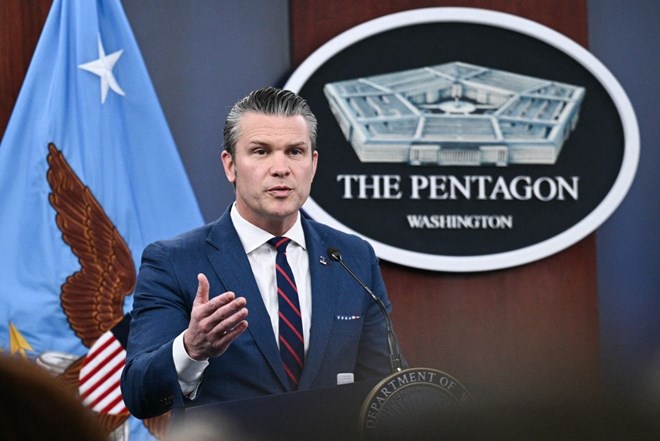 US Secretary of War Pete Hegseth holds a press conference on March 2, 2026 on the Iran war. Photo: AFP