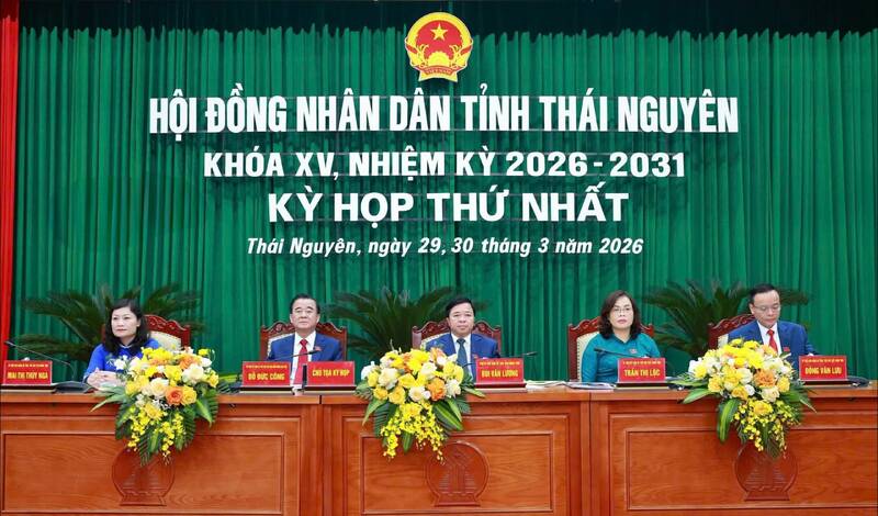 Kỳ họp thứ Nhất, HĐND tỉnh Thái Nguyên khóa XV, nhiệm kỳ 2026 - 2031. Ảnh: Thái Nguyên GOP
