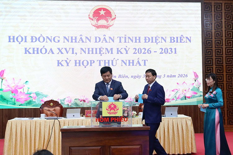 Đại biểu bỏ phiếu bầu chức danh. Ảnh: Lan Phương