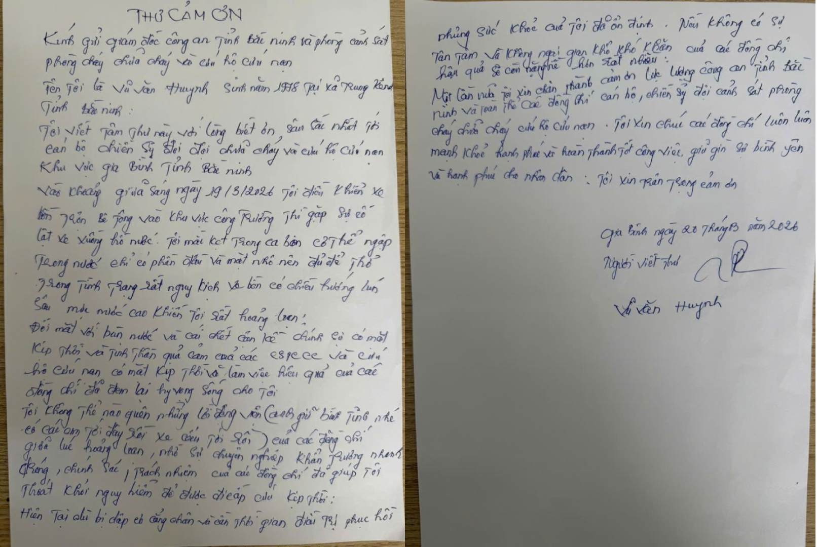 Thư cảm ơn của 
