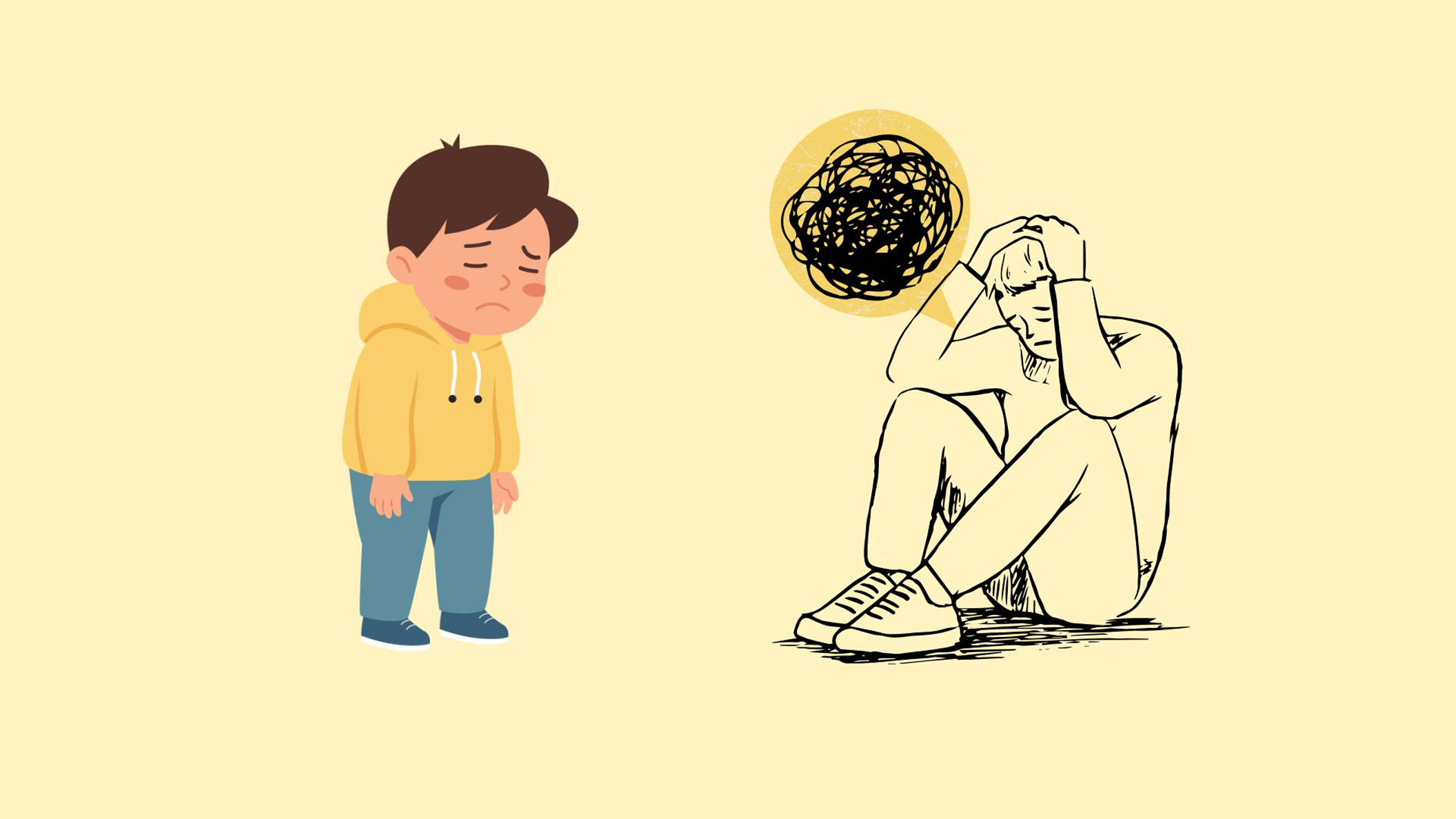 Understanding the difference between sadness and depression helps identify mental health problems early. Graphic photo: Han Nghien