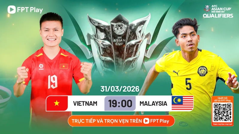 Vietnam team faces Malaysia at Thien Truong Stadium. Photo: FPT Play