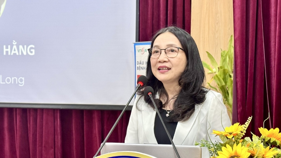 Dr. Ho Thi Thu Hang - Director of Vinh Long Provincial Department of Health, gave an overview of the current situation of the stroke emergency - treatment system. Photo: Hoang Loc
