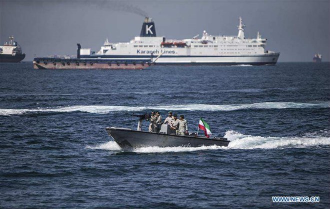 Iranian soldiers patrol in the Strait of Hormuz. Photo: Xinhua